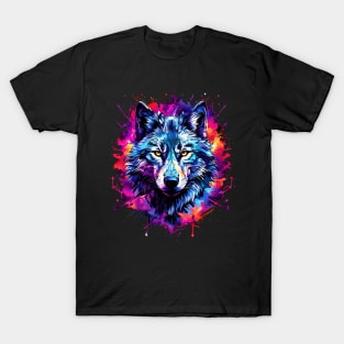 Wolf Face - Graphic design, Vibrant Colors, Colorful Art, Wolf Gift for Women, Men, Kids, Nature Lover, Wildlife, Animal, Howling, Moon, Best Gift for Wolf Lover, T-Shirt